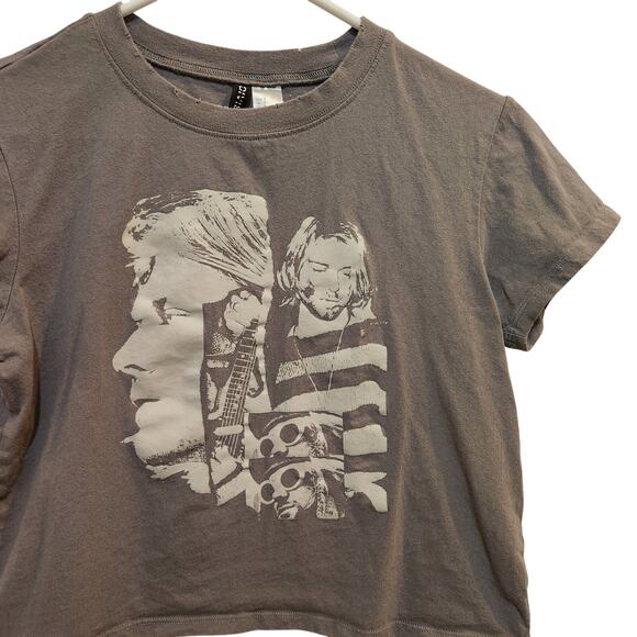 H&M Divided Kurt Cobain Nirvana Graphic Tee Gray Grunge Y2K Band Shirt Small - Picture 2 of 7